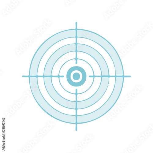 Blue Target Icon with Crosshair Bullseye Concept with Rings on White Background