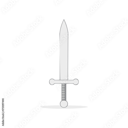 Simple Medieval Sword Weapon Illustration with Crossguard and Pommel
