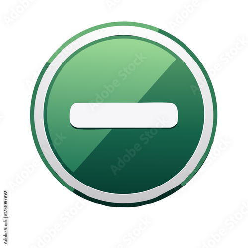 Free Download Green circle with a horizontal white bar and white border indicating a minus sign or negative symbol - GFXLoad