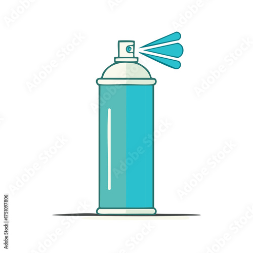 Spray Paint Can Illustration Blue Aerosol Dispenser Spraying Liquid Paint