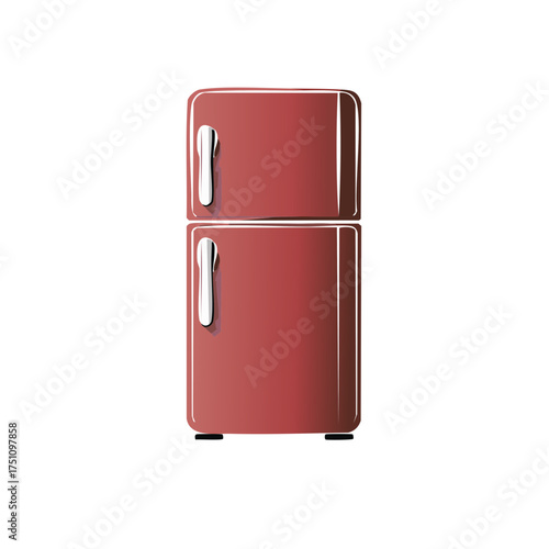 Stylish Retro Red Two Door Refrigerator Illustration Appliance for Modern Kitchen Design