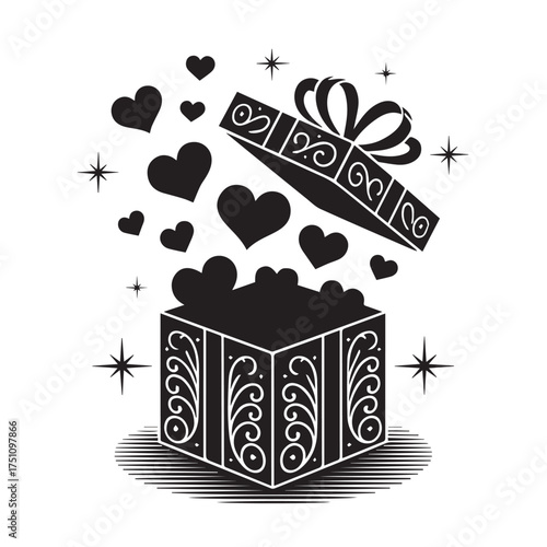Love Gift Box with Hearts Exploding