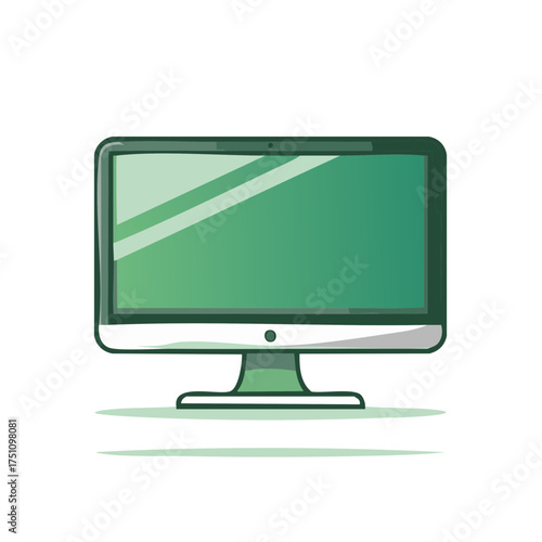 Modern Desktop Computer Illustration Green Screen Cartoon Style Design Technology