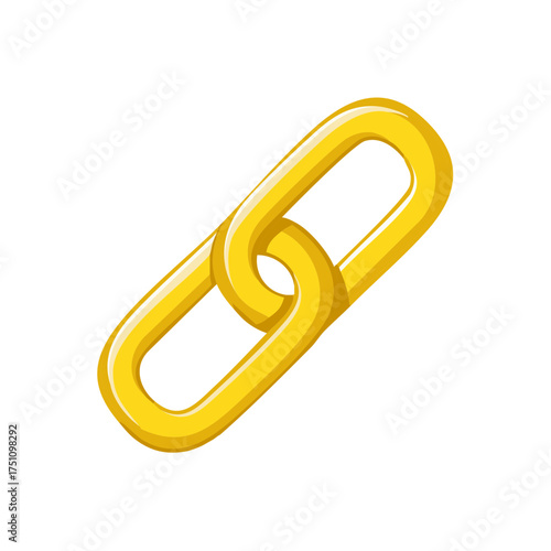 Shiny golden interlocked chain links illustrating digital connection, strength, security, and web hyperlink concepts