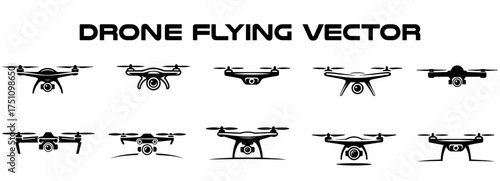 Drone silhouette symbol icons hand drawing illustrations a modern vector collection set, 