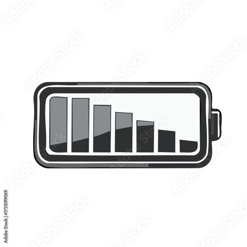 Draining Battery Cell Vector Illustration with decreasing bars representing a diminishing power source