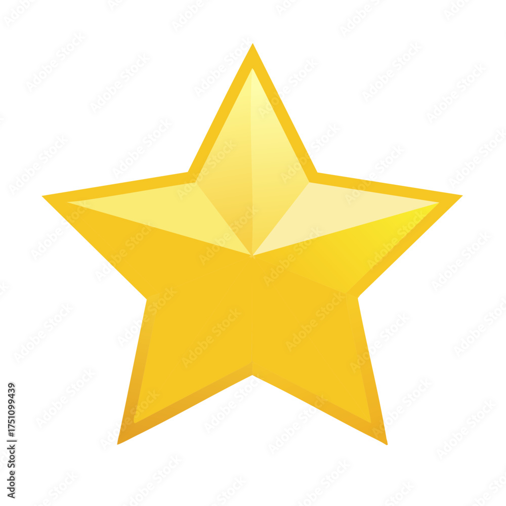 Obraz premium Golden star icon vector illustration. Shiny 3D symbol for rating, award, quality, and achievement.