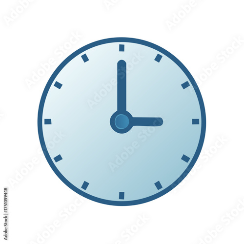 Free Download Clock Illustration with the Time Reading Three O'Clock, Dark Blue Hands and Markings - GFXLoad
