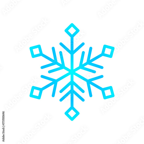 Simple cool blue gradient snowflake icon in a clean, geometric line art style