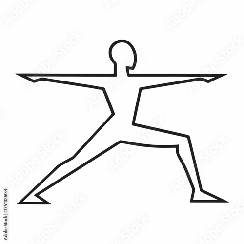Warrior ii yoga pose with sharp linear limbs and balanced form