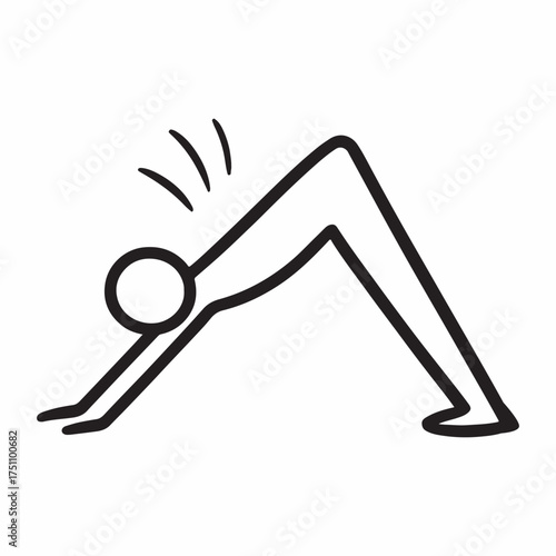 Abstract stick figure downward dog yoga pose design
