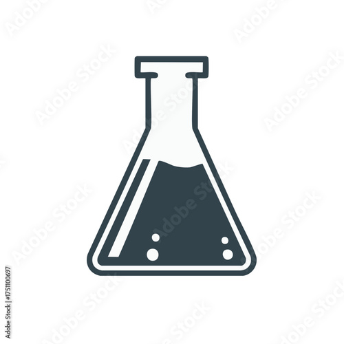 Iconic illustration of a laboratory flask filled with liquid for scientific experiments