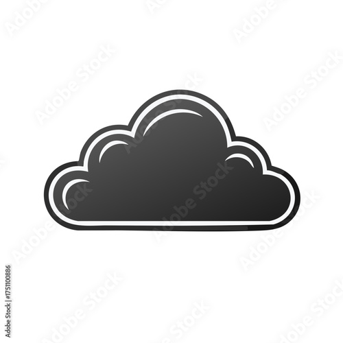 Black and white cloud design element isolated on a white background