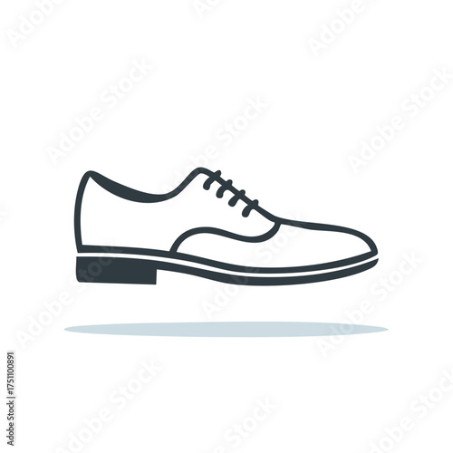 Classic men's formal lace-up dress shoe icon vector illustration for business and fashion