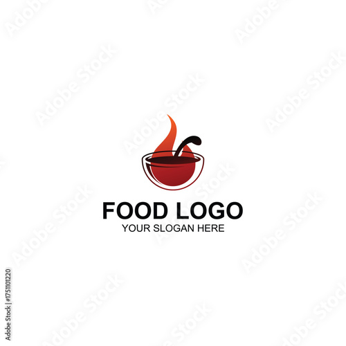 Hot Red Soup Bowl Logo Design with Creative Illustration