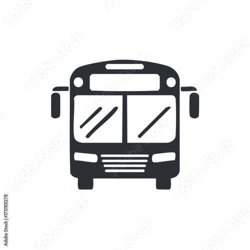 Front view of city bus icon simple black public transportation vehicle symbol