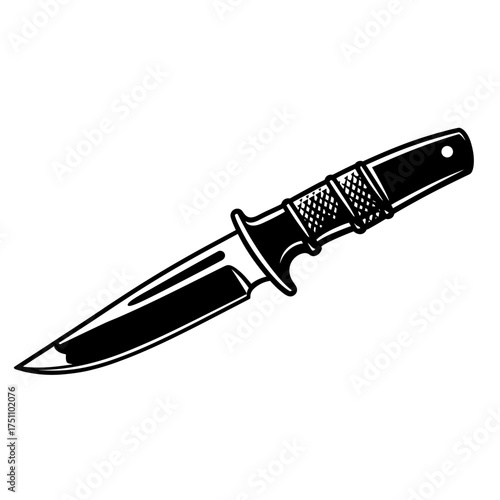 silhouette photo of throwing knife with white background