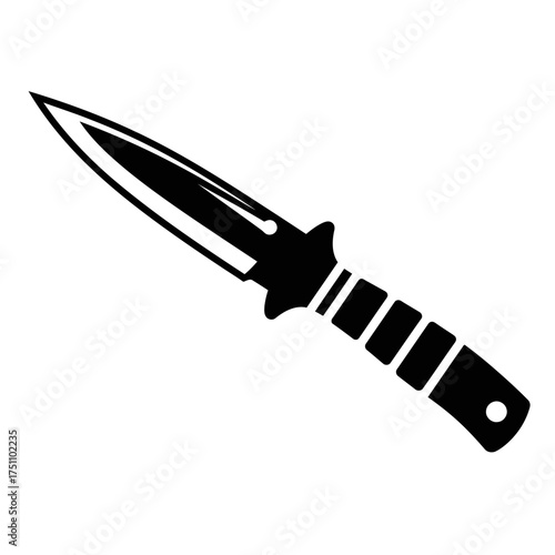 silhouette photo of throwing knife with white background