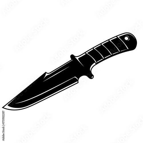 silhouette photo of throwing knife with white background