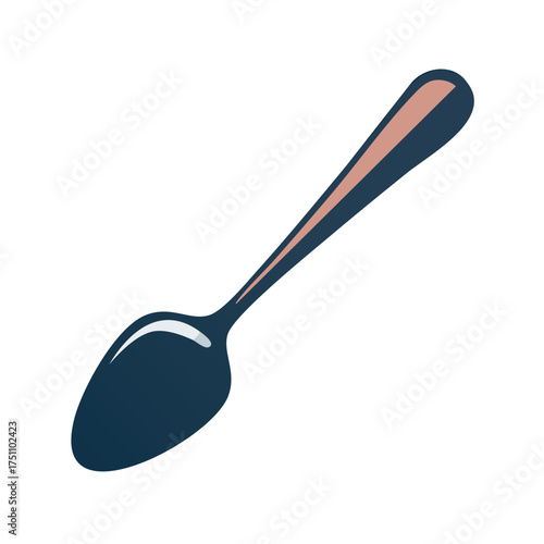 Elegant Dark Blue Spoon with Rose Gold Handle Vector Illustration