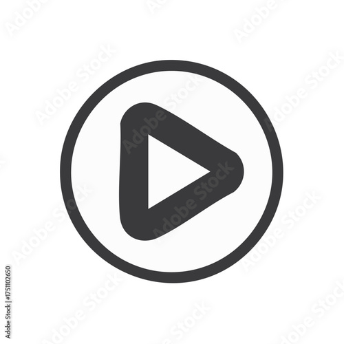 Free Download Black Play Button Vector Icon Centered in a Circle Isolated on White Background - GFXLoad