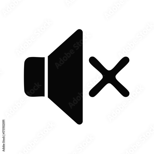 No Sound or Mute Speaker Icon Glyph Representing Audio Silence and Volume Adjustment