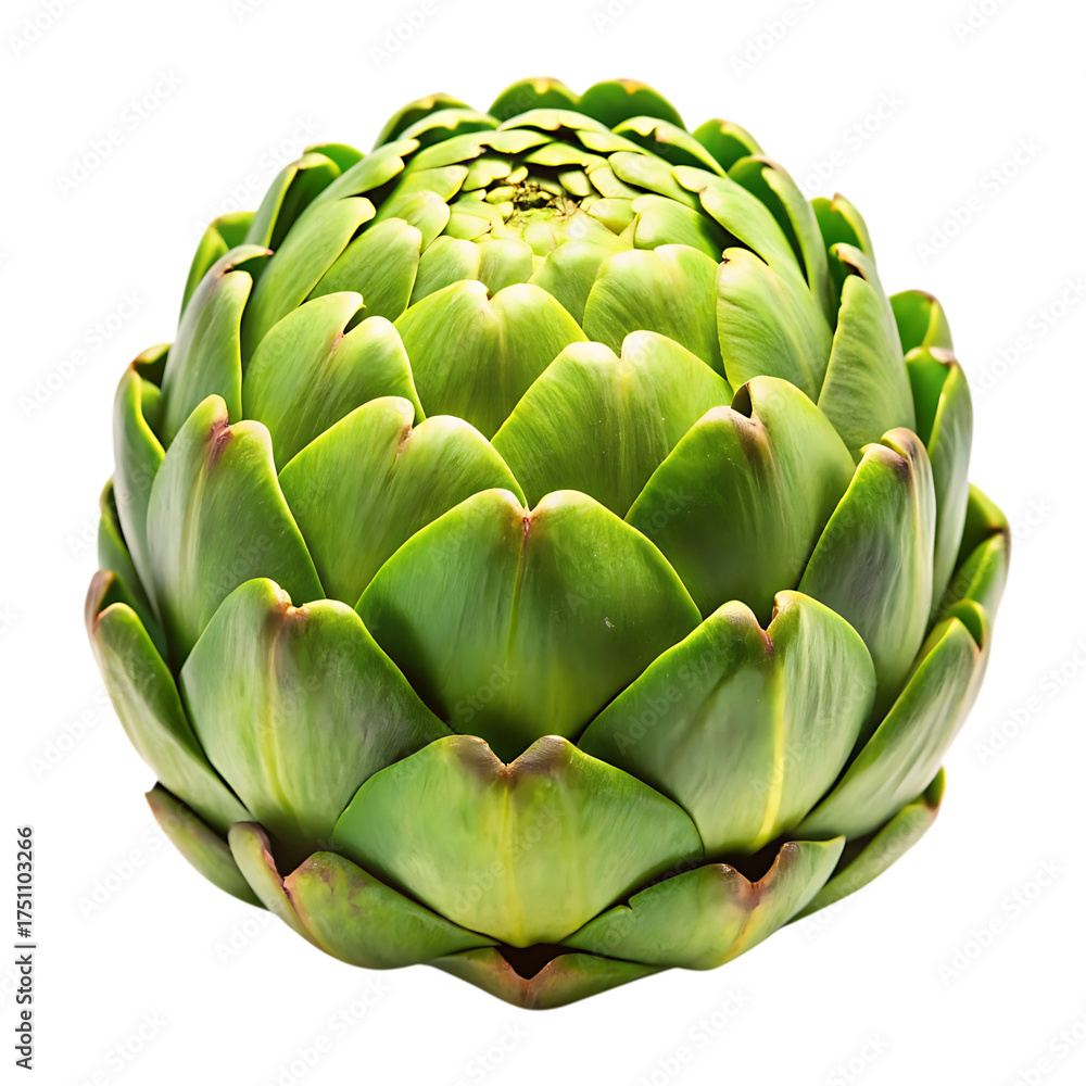 Obraz premium Fresh green artichoke isolated top view healthy vegetable ingredient food isolated on transparent background