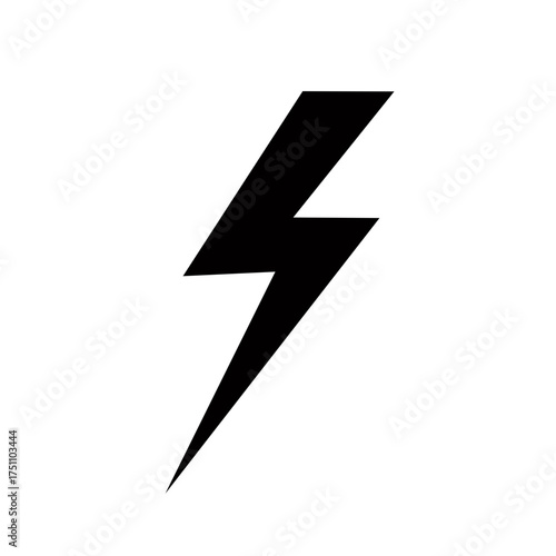 A simple bold black lightning bolt symbol indicating power energy speed or electricity