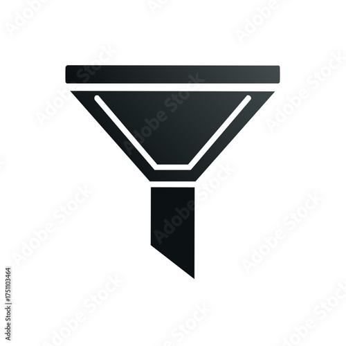 Isolate funnel for filtration with a sleek style for sifting in gradient vector