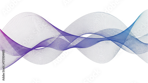 Abstract undulating waves of purple and blue light creating a mesmerizing digital sound wave pattern