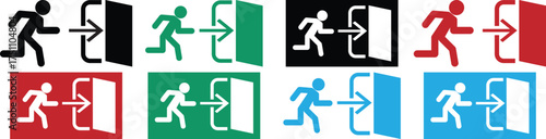 Emergency Exit Icons for Safety and Evacuation Signs