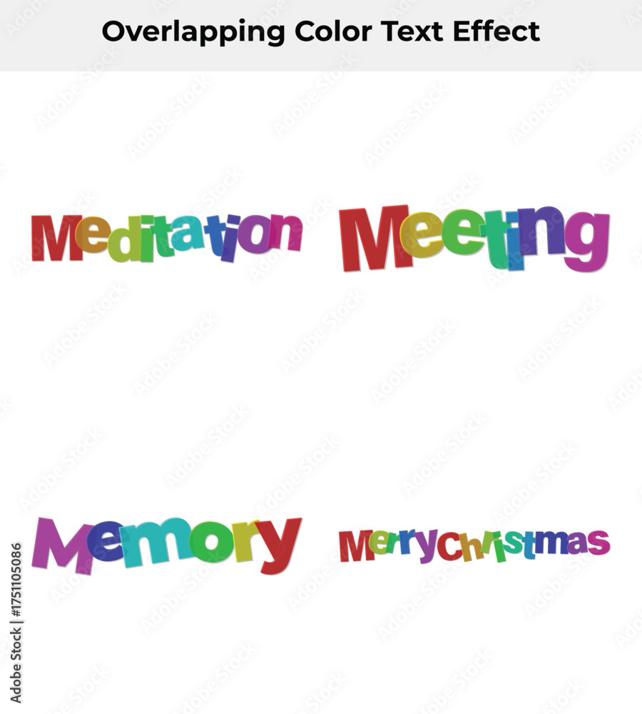 Fototapeta premium Colorful Words with Transparent Background Meditation Meeting Memory Merry Christmas