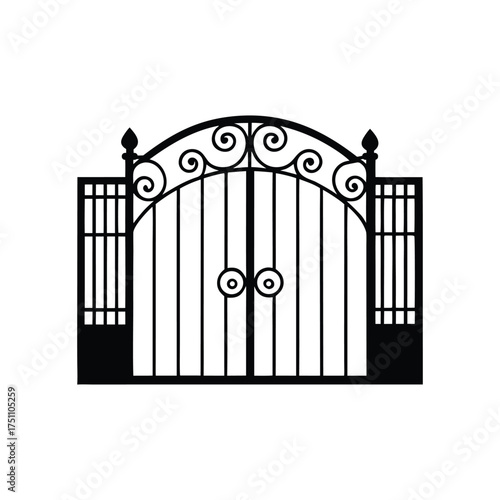 stylish iron gate vector silhouette art illustration