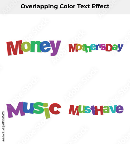 Money Mothersday Music MustHave Colorful Text Effect on White Background