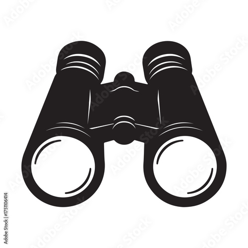 Black Binoculars Silhouette Icon Scouting Surveillance and Exploration Equipment on a White Background Stock Vector Illustration