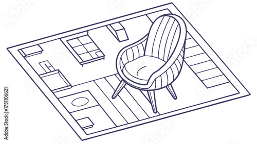 Chair Outline Top View Vector Set of Floor Plan Icons for Interior Design and Architectural Projects in Minimal Thin Line Style