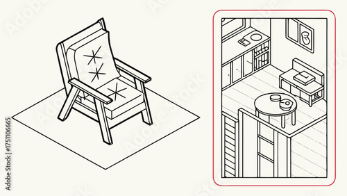 Chair Outline Top View Vector Set of Floor Plan Icons for Interior Design and Architectural Projects in Minimal Thin Line Style