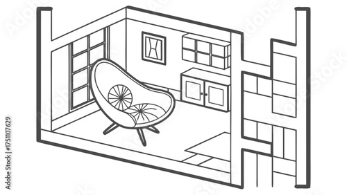 Chair Outline Top View Vector Set of Floor Plan Icons for Interior Design and Architectural Projects in Minimal Thin Line Style