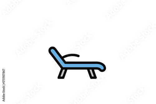 Simple blue beach chair illustration with clean lines a striking silhouette