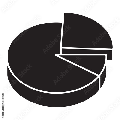 Black Pie Chart Illustration Representing Data Analysis and Statistical Insights for Business Presentations and Financial Reports