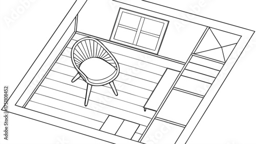 Chair Outline Top View Vector Set of Floor Plan Icons for Interior Design and Architectural Projects in Minimal Thin Line Style