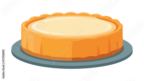 Delicious Round Cake with Orange Frosting and Scalloped Edge on Plate.