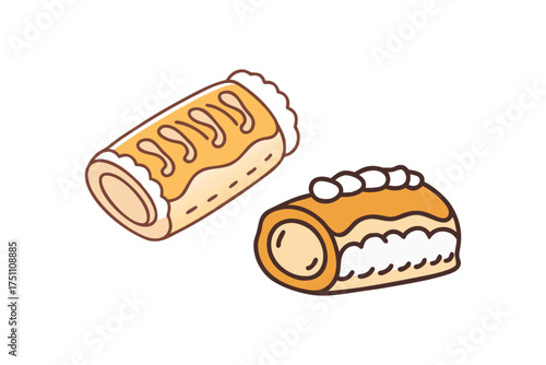 Delicious swiss rolls and pastries a sweet treat illustration silhouette
