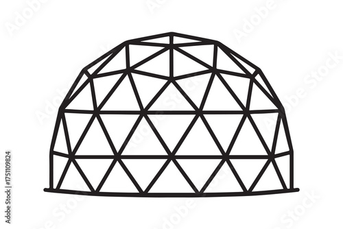 Modern Glass Dome Structure Silhouette Vector Illustration On White Background