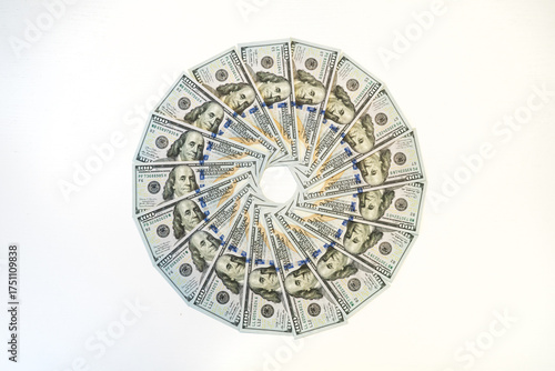 Bild auf Leinwand The money is laid out in the shape of a circle