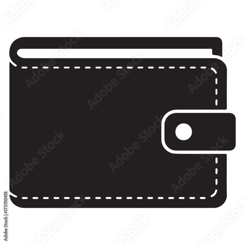 Black wallet vector icon for finance and personal accessories concept representing money and payments isolated on white background