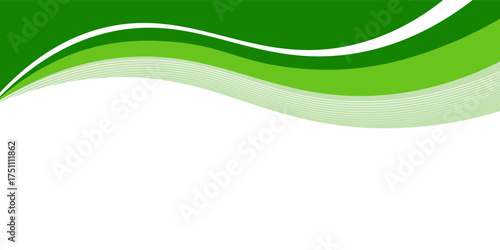 Abstract White and Green wave wide background banner