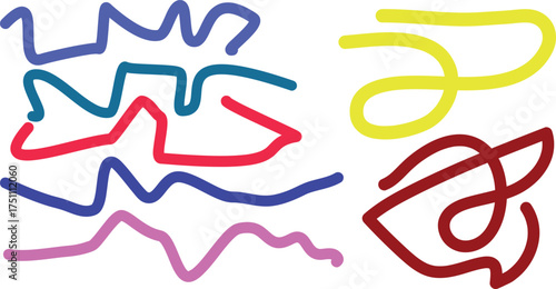 Colorful Abstract Line Art on White Background