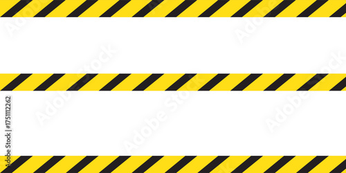 Warning frame with yellow and black, red diagonal stripes. Rectangle warn frame. Black and yellow red diagonal stripe vector icon collection. Seamless caution and warning sign tape set. Eps file 111.