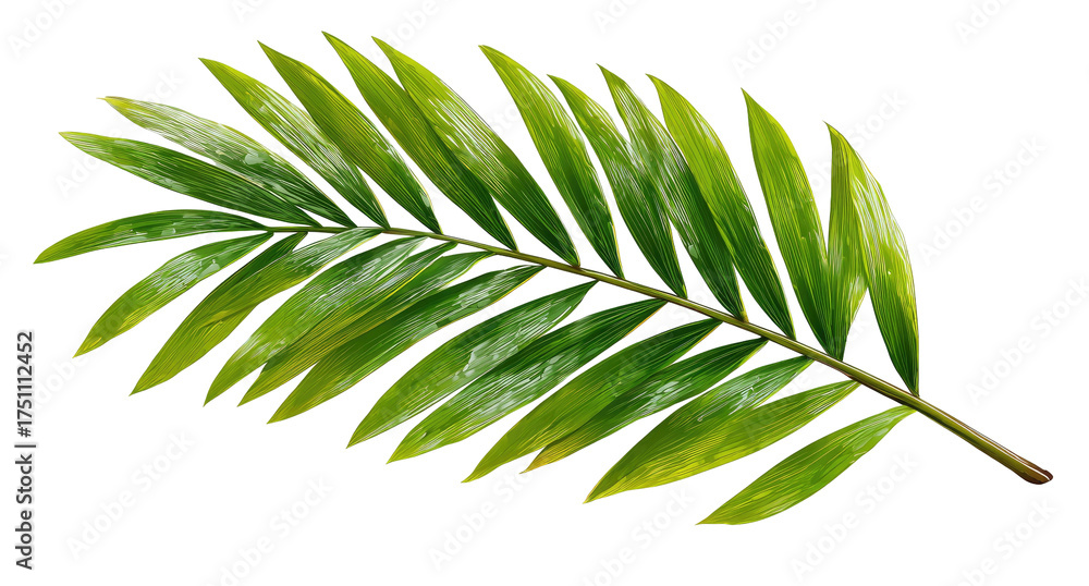 Fototapeta premium A vibrant green palm leaf with a dark background